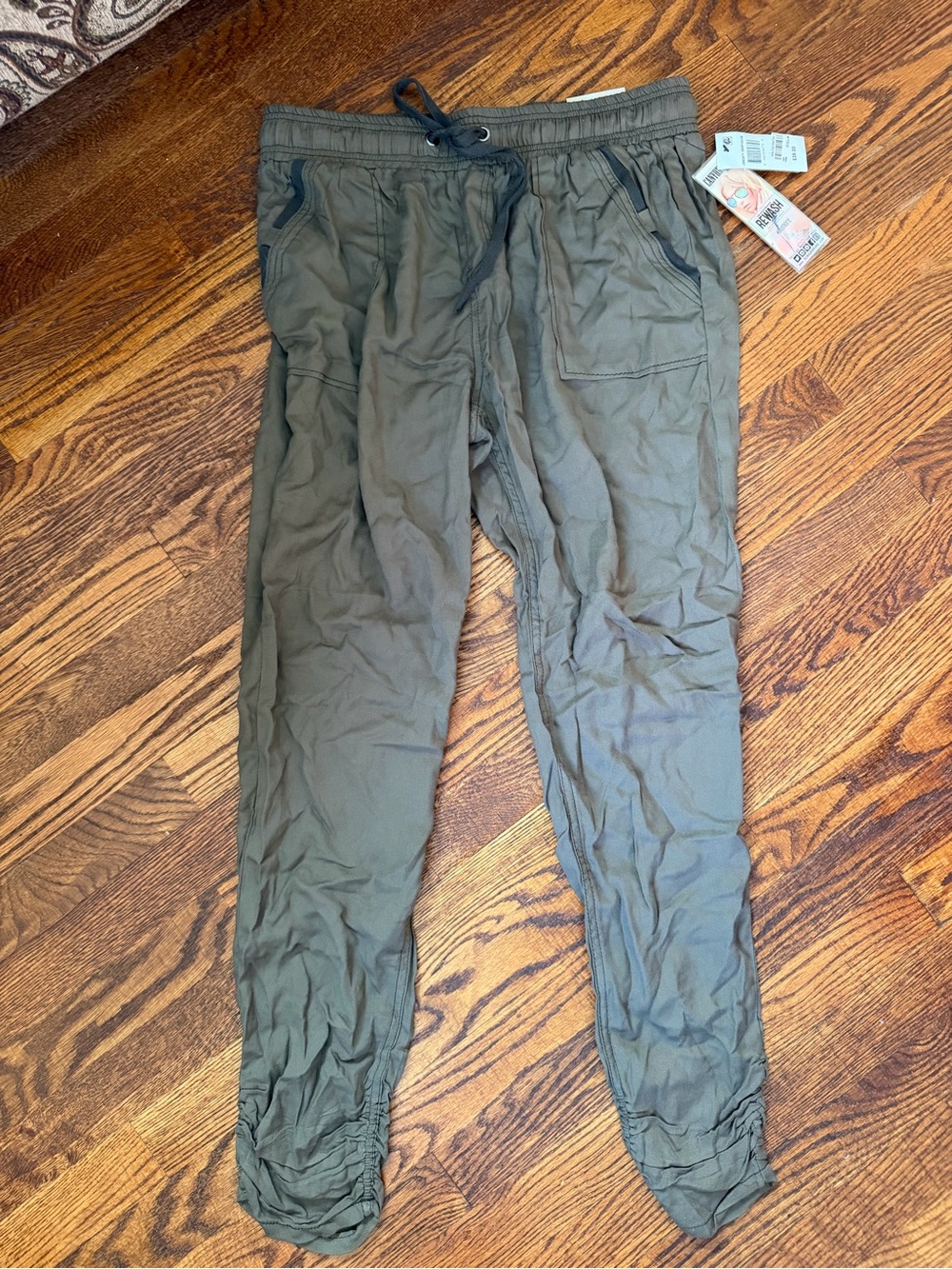 Rewash Olive Drawstring Track Joggers with Patch Pockets MACY’S NWT